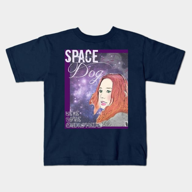 Space Dog Kids T-Shirt by RabbitWithFangs